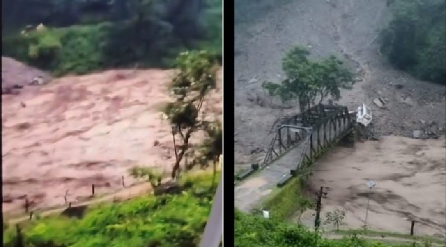 छेनागाड़ बाजार मलबे में दबा, 10-12 लोगों के दबे होने की आशंका, वनकर्मी की मौत