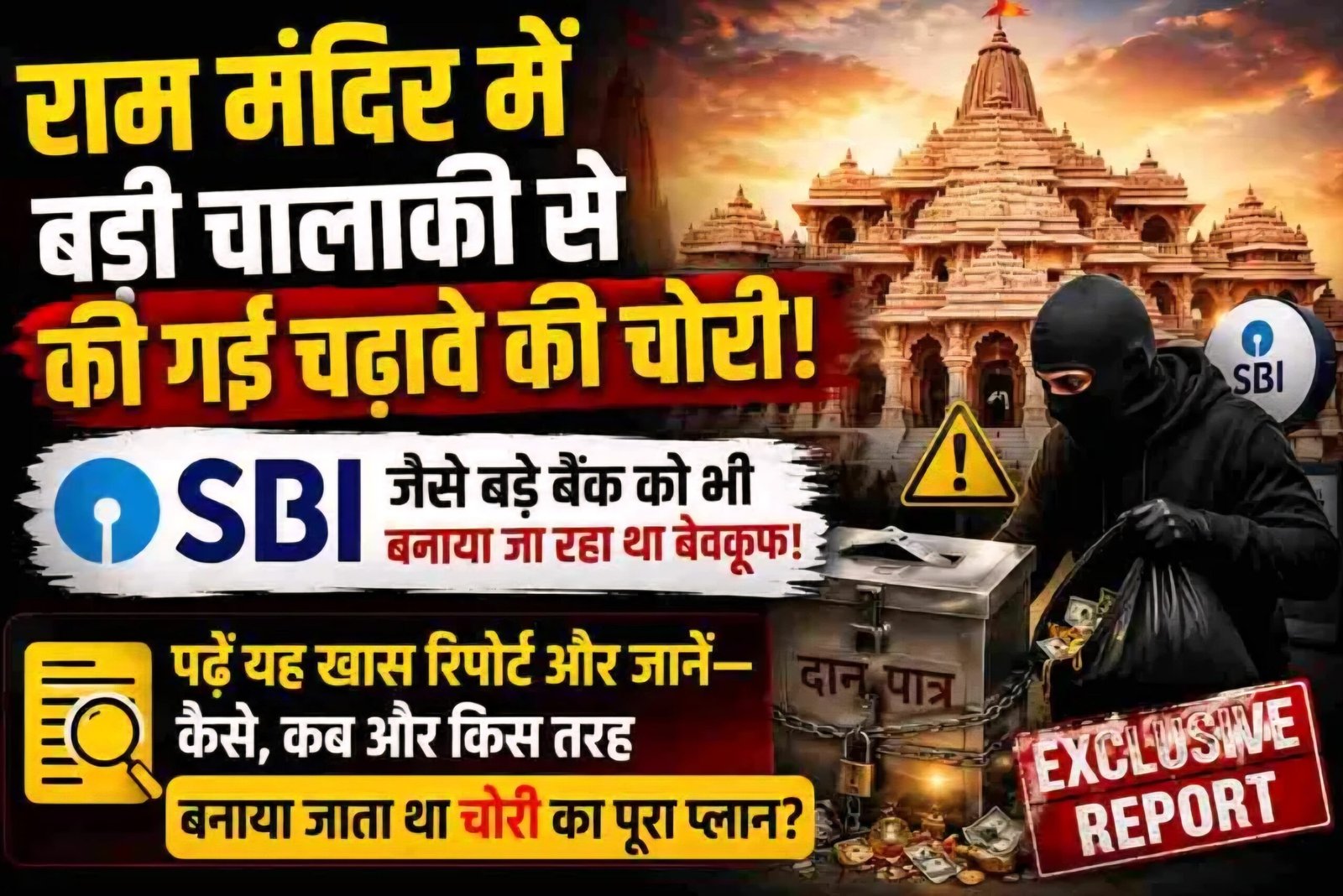 राम मंदिर में बड़ी चालाकी से किया गया चंदा चोरी।